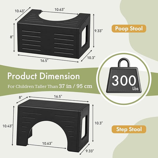 AmazerBath Toddler Toilet Step Stool, 3-in-1 Bamboo Poop Squat Stool for Adults, 0.59" Thickness One Step Non-Slip Baby & Kids Potty Step Stool for Bathroom Sink, Counter, Bedroom, Closet, 9"