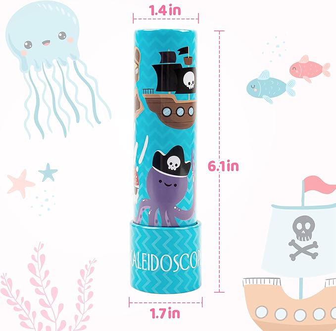 D-FantiX Classic Tin Kaleidoscope for Kids, 2 Pack Retro Toys - Educational Toys with Metal Body, Boy Girl Birthday Party Favors Decorations, Christmas Stocking Stuffer Gift