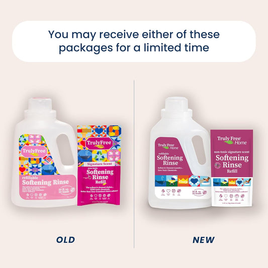 Truly Free Natural Fabric Softener for Sensitive Skin, Baby, Kids | Clean Easy Powder to Liquid Laundry Softener | Lavender Eucalyptus, Septic Safe | 1 Pack Fabric Softner + 1 Refillable Jug, 50 Loads