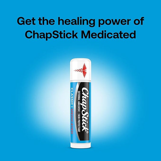 ChapStick Classic Medicated 3-Packs (12 Sets/36 Tubes) – Bulk Lip Balm, Dry Lips & Cold Sore Pain Relief Bundle, 0.15 Oz Ea
