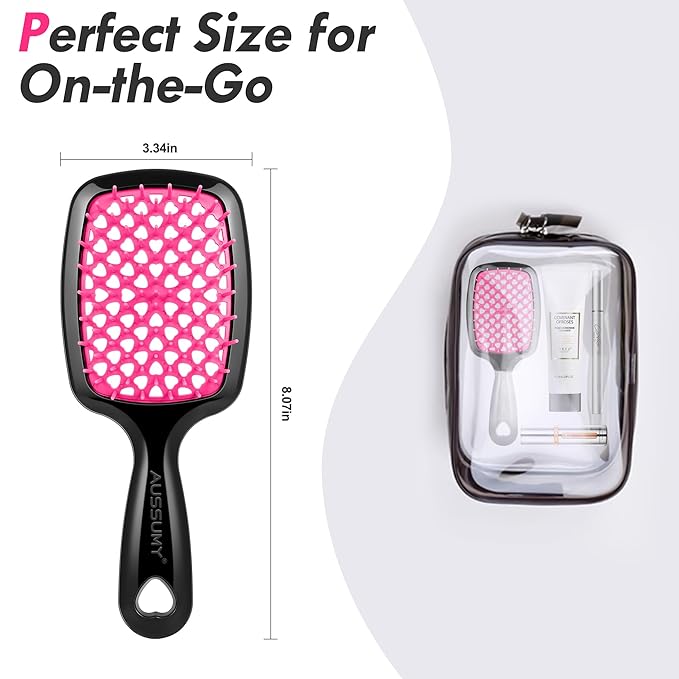 Vented Detangling Hair Brush - 2 Pack Detangler Hairbrush with Soft Bristles for Effortless Tangle Free - Ideal for Wet Dry or Damaged Hair for Women Men Kids