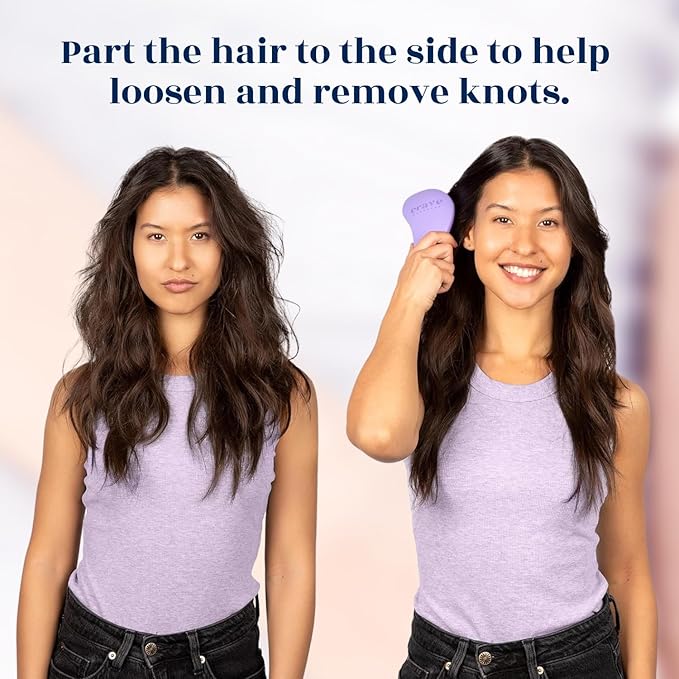 Crave Naturals Glide Thru Detangling Hair Brush for Adults and Kids - Detangler Hairbrush for Curly or Straight, Wet or Dry Hair - Gentle on Tangles Comb - Purple and Pink Hearts (Pack of 2)