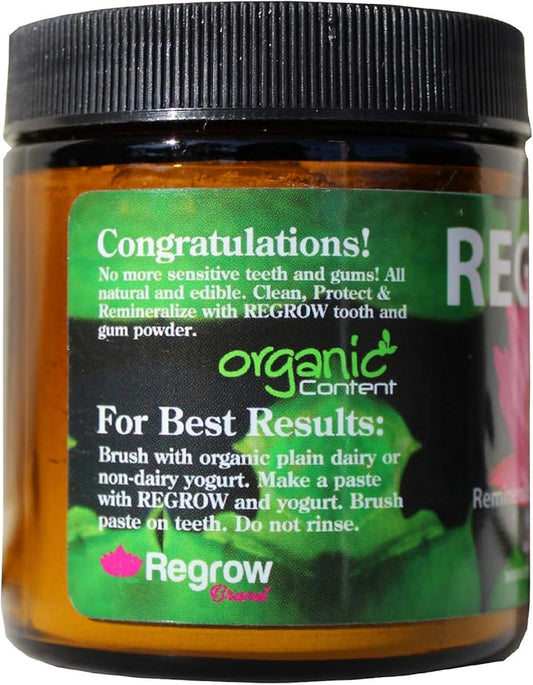 REGROW Remineralizing Tooth Powder - Stop Sensitive Teeth and Gums - Whiter Teeth Naturally - Cleans, Heals, & Protects Teeth and Gums