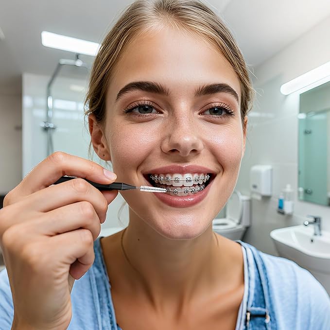 150 Pack Interdental Brushes for Braces, Plastic Dental Brushes Cleaner Between Teeth, Tooth Pick Tool Interdentales with Soft Spiral Brush Head - Efficient Oral Care, Black