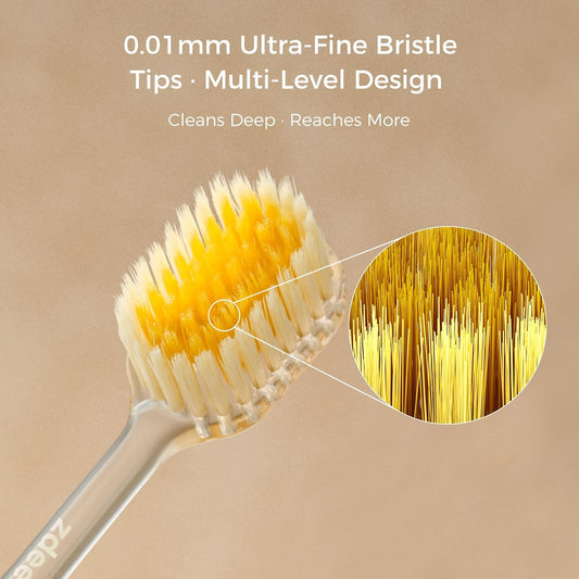 Ultra Soft Manual Toothbrushes for Adults Sensitive Gums– Eco-Friendly Aluminum Alloy+ABS Handle with 3 Replaceable Gum Care Heads, Gentle Wide Bristles for Sensitive Teeth & Gums