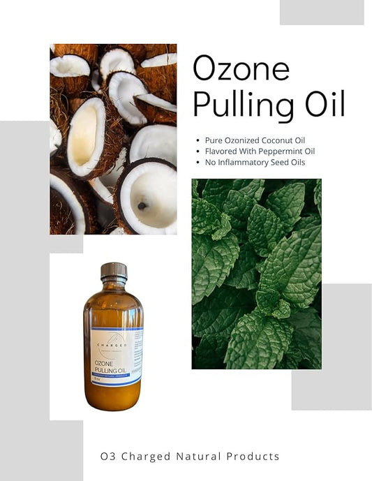 Ozone Pulling Oil, 8 oz, Ozonized Coconut Oil, Peppermint, Moisturizing, Soothing, Natural, Healing, O3 Oils