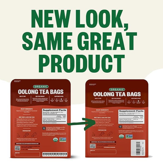 FGO Organic Oolong Tea, Eco-Conscious Tea Bags, 100 Count, Packaging May Vary (Pack of 1)