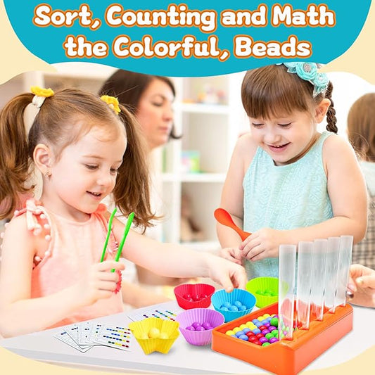 Counting and Color Sorting Toys Set, Fine Motor Skills, Preschool Learning Toys Color Recognition and Math Learning Games, Educational Toy Gift for Kids Age 3 4 5 6Year Old Boys Girls