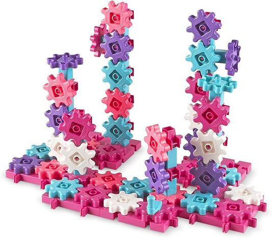Learning Resources Gears! Gears! Gears! Deluxe Building Set Pink - 100 Pieces, Ages 3+ STEM Toys, Gears for Kids, Preschool Building Sets