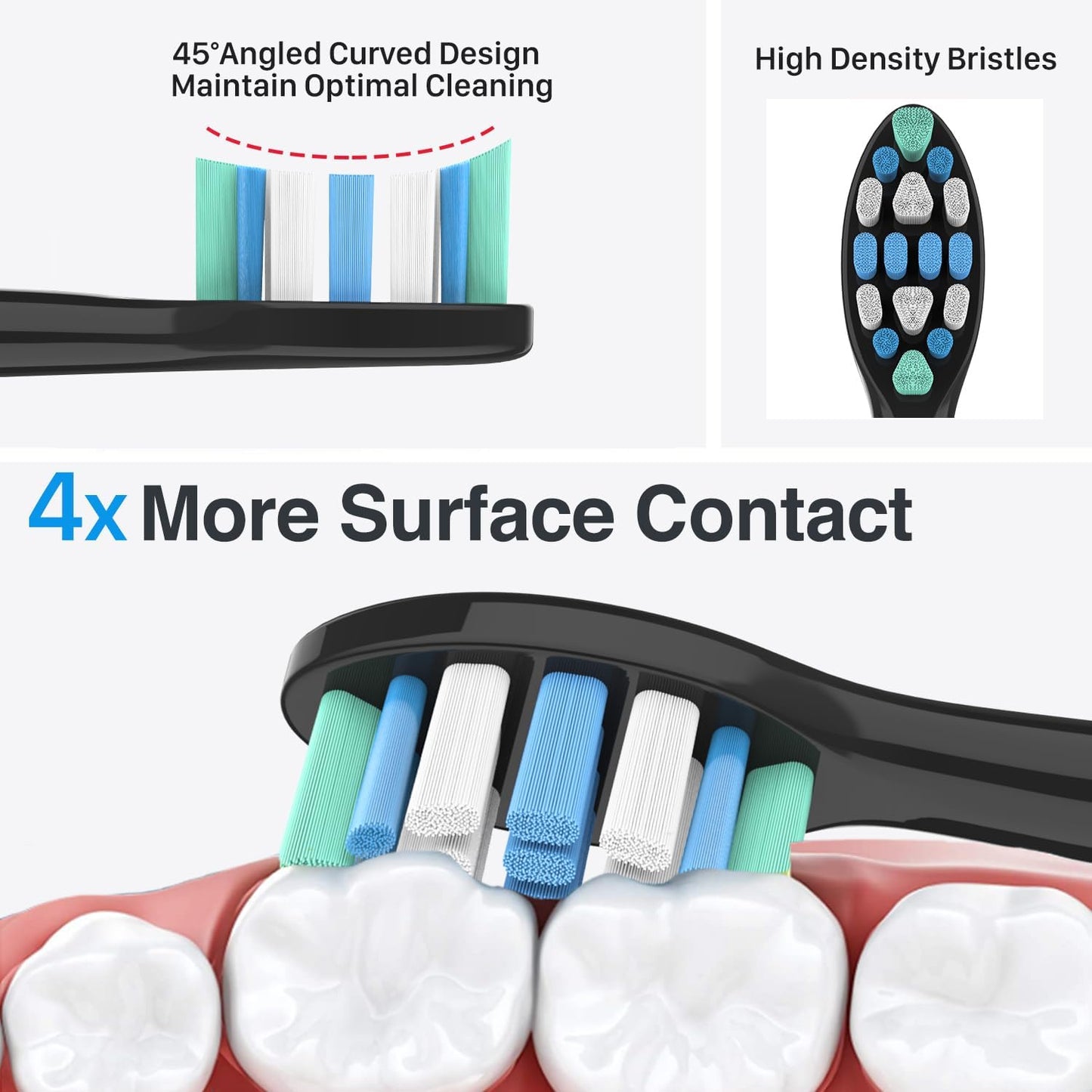 Electric Toothbrush Heads for Philips Sonicare Replacement Heads Black,Replacement Brush Head Compatible with Phillips Sonicare Electric Toothbrushes, for Philips Sonic Care Brush,6 Pcs,Black