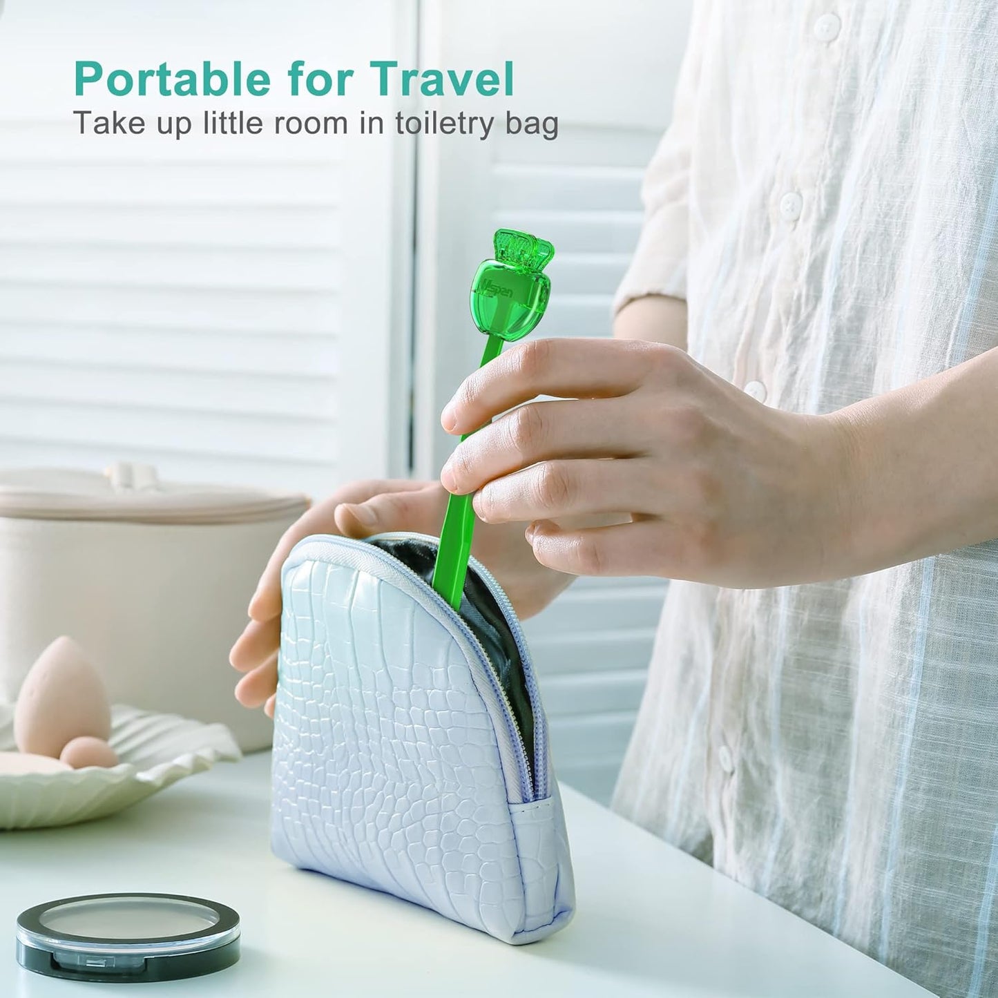 Mspan Tongue Scraper for Adults & Kids: Tongue Cleaner Brush Dental Clean Care Kit with Plastic Travel Case Cover - Oral Hygiene Fresh Breath Green Grey 2 Pack