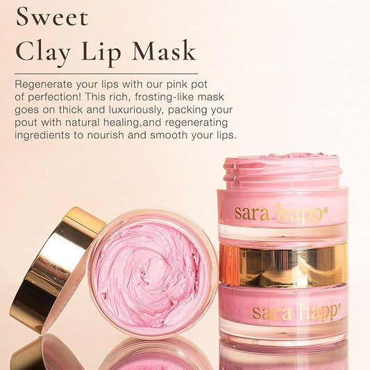 Sara Happ The Sweet Clay Lip Mask to Nourish, Restore, Renew and Regenerate Lips - Healing Bentonite Clay, Shea Butter, Soothing Natural Oils, 0.47 oz (2-Pack)