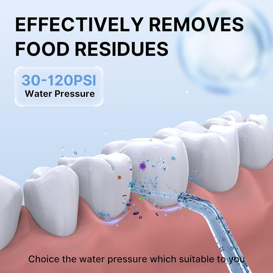 TUREWELL Water Dental Flosser for Teeth/Braces, 310 ML Portable Cordless Oral Irrigator with 5 Modes, IPX7 Waterproof Electric Water Flossing with 4 Replacement Jet Tips for Travel and Home, Black