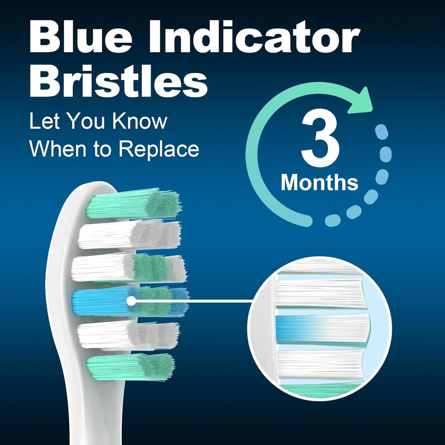 MRYUESG Replacement Toothbrush Heads for Philips Sonicare Replacement Heads, 10 Pack, Electric Tooth-Brush Head Compatible with Phillips, White-Blue