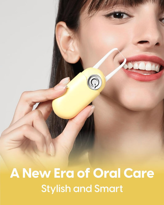 C1S Reusable Flosser Set, Auto-Restringing Flosser with Replaceable Floss Capsule, Multi-Hygiene, Portable Travel Floss, Recyclable Zero Waste, Unflavored(Sand Yellow)