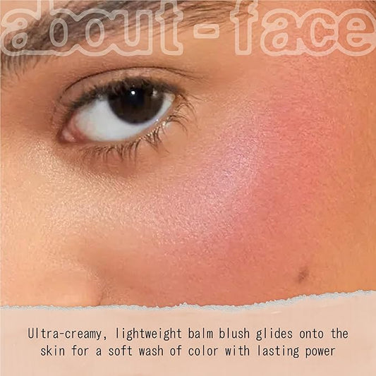 about-face Cheek Freak Blush Balm – Buildable Cream Blush with Hyaluronic Acid & Meadowfoam Seed Oil – Vegan, Cruelty-Free, Clean Beauty – 0.35 oz (Big O – Deep Red)