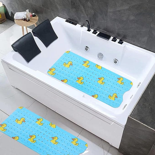 Bathtub Mat Non Slip Shower Mat for Kids Adults & Elderly 40X16 Inch Extra Long Anti Slip Bath Mats for tub Mat with Suction Cups and Drain Holes,Duck