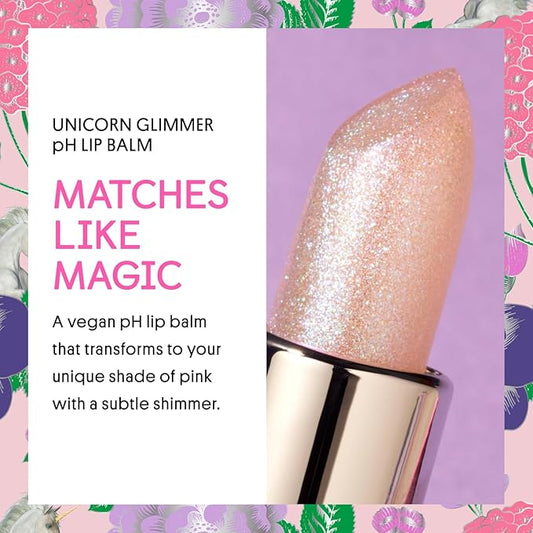 Winky Lux Unicorn Glimmer Balm -Hydrating ph Lip Balm, Natural Pink Tint with pH Color Changing, Moisturize & Soften Lips While Leaving Sheer Pink Tint, with Vanilla Scent