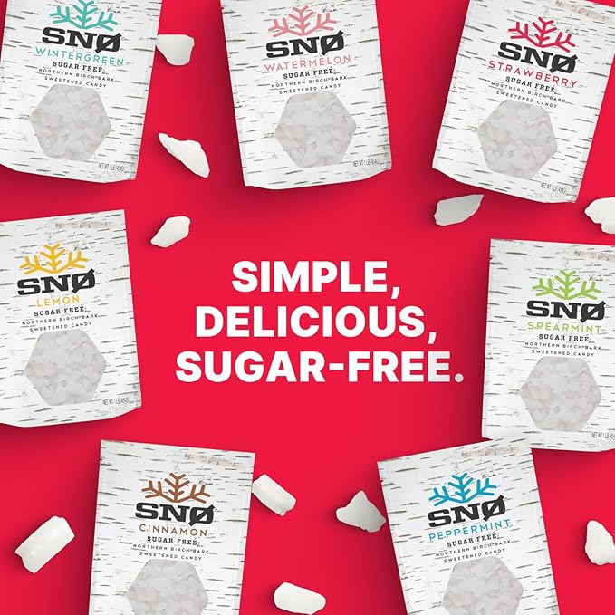 SNØ Strawberry Xylitol Candy Chips | Oral Health Support | Pure Birch Xylitol | Sugar-Free, Low-Carb, Diabetic-Friendly | Vegan, Non-GMO, Gluten-Free, Kosher, Keto-friendly (1 LB Bag)