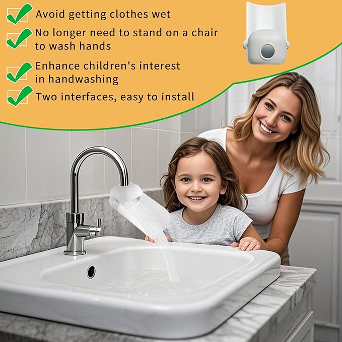 KOMIDK Faucet Extender for Bathroom Sink Faucet Extender for Toddlers Bathroom Sink Kitchen Bathtub (Grey)