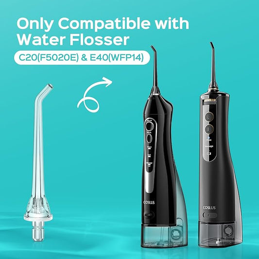 COSLUS Original Water Flosser Replacement Tips: Replacement Heads Compatible with COSLUS, Aquasonic, Nicwell, Oralfree, WELLFINE, Hangsun, Tovendor Water Dental Pick, Flosser Accessory, 5 Classic Tips