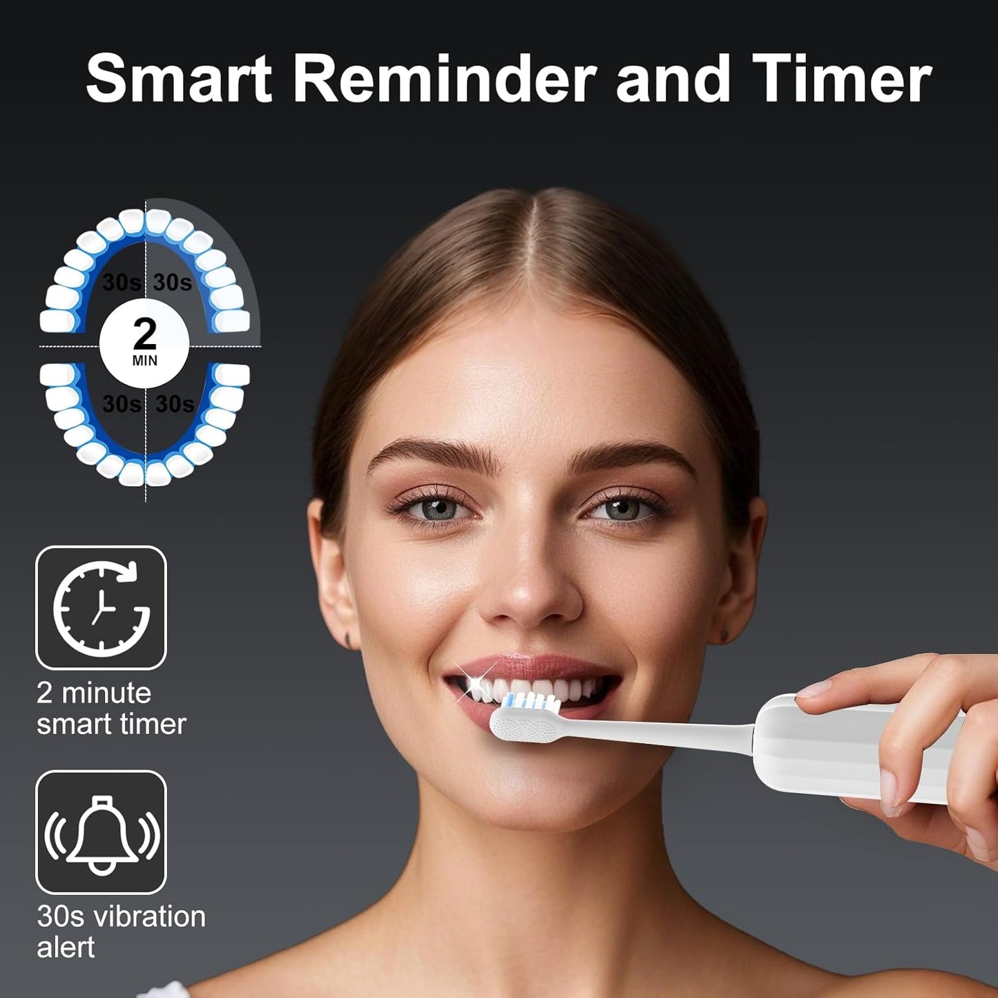 2025 New Sonic Electric Toothbrush for Adults - Vibration 60,000 VPM & 73° Oscillation Rechargeable Electric Toothbrush, 50+ Days Battery Life, 3 Modes, 2-Minute Timer, 3 Brush Heads, White