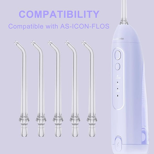 Replacement Head for AquaSonic Icon Water Flosser, Replacement Tips Oral Irrigator Jet Tips,Only Compatible AquaSonic Icon Water Flosser(5 Classic Jet Tips)