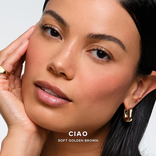 Saie SuperSuede Baked Blush - Talc-Free Powder Blush for Cheeks Infused with Hyaluronic Acid, Glycerin + Squalane - Hydrating Face Makeup for a Natural, Diffused Flush of Color - Ciao (0.1 Ounce)