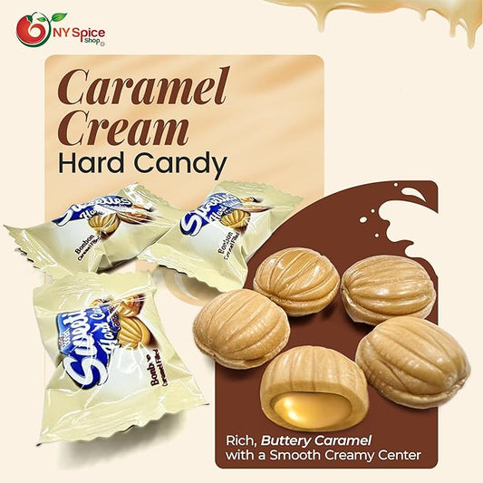 NY Spice Shop Caramel Cream Hard Candies - 1 Pound Individually Wrapped Caramel Flavored Candy Bulk - Best Candy for Party Decorations