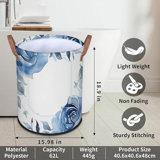 62L Rose Laundry Basket for Clothes Books Toys Adult Kids Rotundity Laundry Hampers Bin for Bathroom Kitchen Hotel