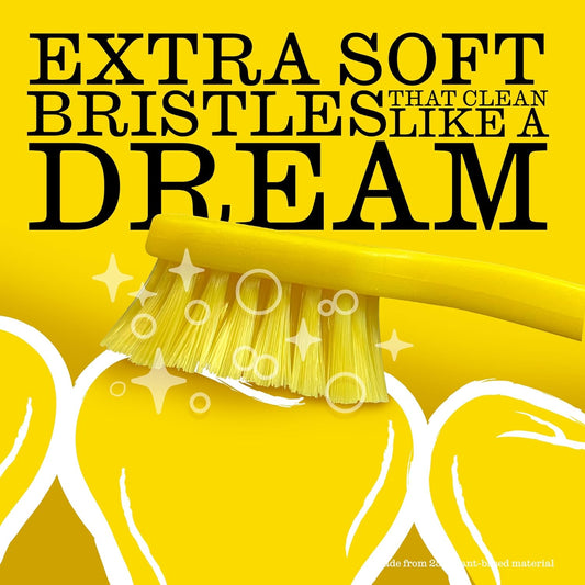 TWICE Oral Wellness Yellow Toothbrush – Extra Soft Bristles, Eco-Friendly Plant-Based Handle, Gentle Cleaning for Sensitive Teeth & Gums, 2 Count