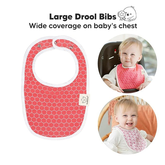 8-Pack Organic Baby Bibs for Boys, Girls - Soft Cotton Drooling and Teething Bibs for Baby Girl & Boy, Extra Absorbent, Easy To Clean & Put On for Toddler, Newborn, Infant 0-24 Months (Blush)