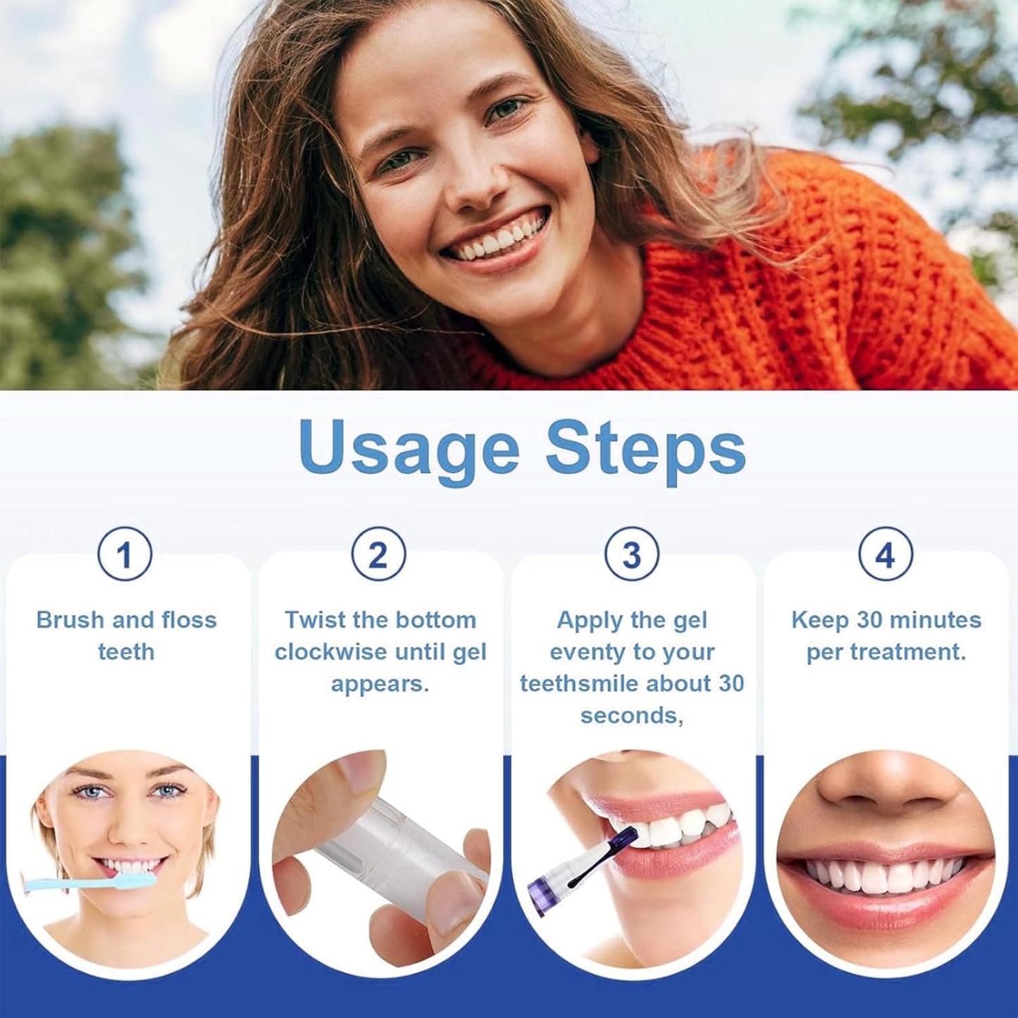 Teeth Whitening Pen - (6 Pack) Professionally Stain Removal Teeth Whitening Gel Formula,No Sensitivity, Enamel Safe, Travel-Friendly Teeth Whitening Gel Pen, Gentle Formula (Transparent)