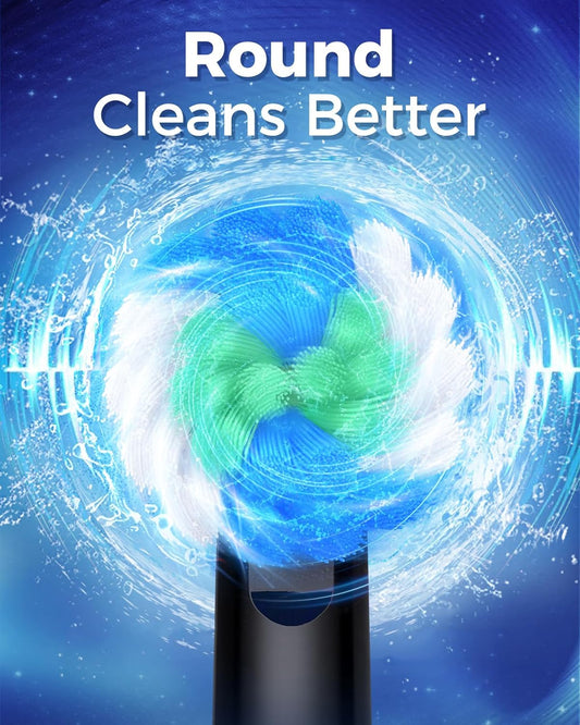 Rotating Electric Toothbrush with 8 Brush Heads for Adults and Kids, 3 Modes Rechargeable Power Toothbrush with 2-Minute Smart Timer, 45-Day Battery Life