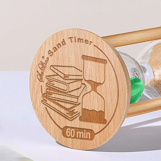 SuLiao Wooden Sand Timer 60 Minute Hourglass, Wood Turquoise Sand Clock, Small Watch 60 Min Timer, Hour Glass Sandglass for Home, Reloj De Arena, Office, Decorative, Game, Classroom