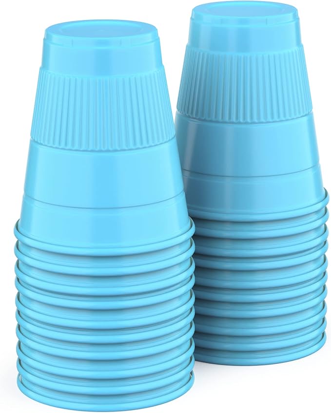 Disposable Cups | 50 Pack | 5 oz Plastic Multicolor Bathroom Party Dental Cups, Perfect for Medicine, Water, Mouthwash, Rinsing