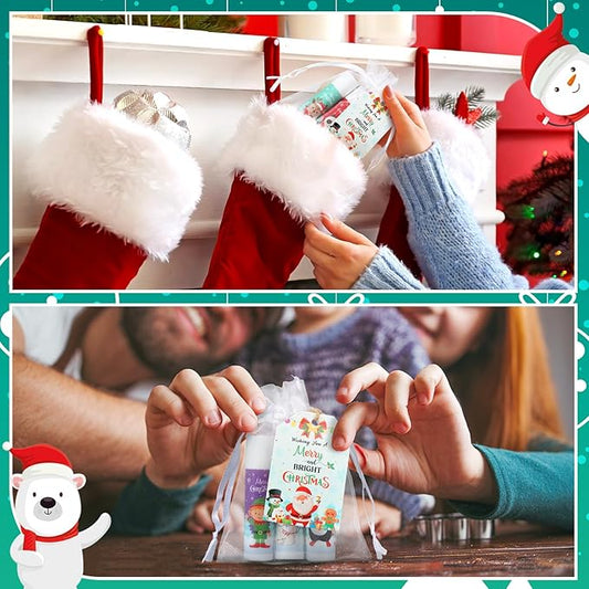 100 Pack Christmas Lip Balm Bulk Party Favors, Holiday Stocking Stuffers for Women Men, Small Employee Appreciation Gifts, Winter Moisturizing Lip Care Set for Coworkers Staff Thank You Gifts