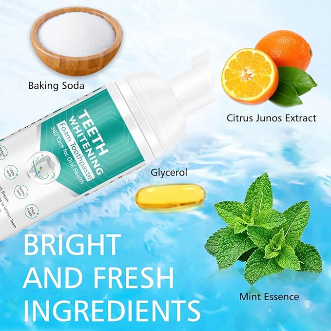 2PCS Foam Toothpaste, Whitening Baking Soda Toothpaste, Ultra-fine Mousse Foam Deeply Cleaning Gums, for Great Oral Care & Whitening Result Blueberry and Mint