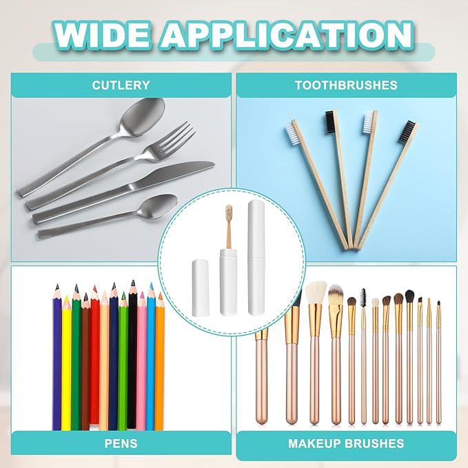 uxcell 4Pcs Travel Toothbrush Case, 8.27 x 1.38 Portable Travel Toothbrush Holder, Plastic Toothpaste Container for Bathroom, Gym, Business Trip, Camping, Beige