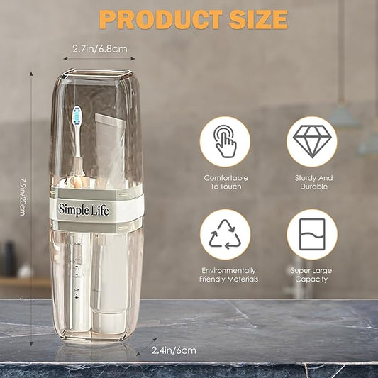 Tooth Brush Holder for Travel, Covered Toothbrush Case, Portable Travel Toothbrush Holder, Toothbrush Travel Case Carrier for Camping, Bathroom, School, Business Trips (Clear)