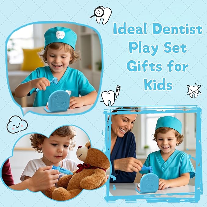 Dentist Play Set for Toddlers 3-5 - Doctor Kit Toy Gifts for 3 4 Year Old Girls, Pretend Play Montessori Toys Teeth and Dental Playset Medical Kits for Boys Kids 2-4 5 6 7 8