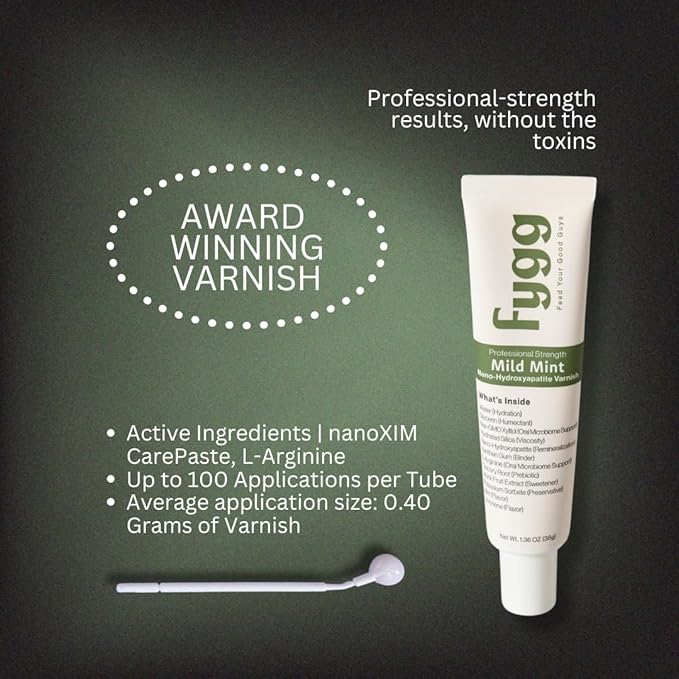 Fygg Nano-Hydroxyapatite Dental Varnish | Fluoride-Free Enamel Repair for Sensitive Teeth | Mild Mint Flavor, Suitable for Adults & Kids (1.36oz, Vanilla)