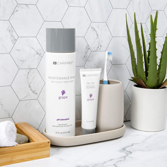 CariFree Maintenance & Prevention Kit, Grape | Anti-Cavity Fluoride Toothpaste & Mouthwash Freshens Breath and Moistens Mouth | Dentist Recommended for Oral Care (2 Piece Set)