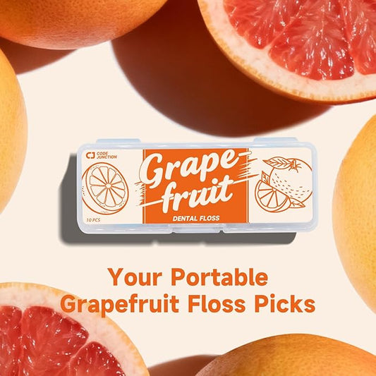 Travel Floss Picks, Grapefruit Flavor, Dental Floss for Adults, 120 Count (3 Boxes of 4 Travel Packs)
