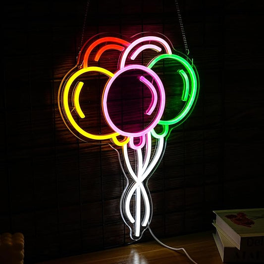 Balloon Neon Sign Beautiful Balloon Led Sign Neon Light for Wall Decor Dimmable USB Powered Multicolored Balloon Light Up Sign for Home Kids Room Wedding Birthday Party Wall Aesthetic Decor