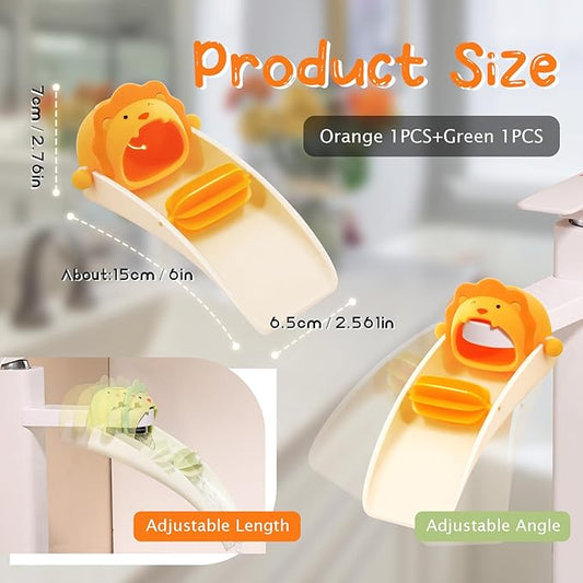 2pcs Faucet Extender for Toddlers,Sink Extender with Fun Little waterwheel, Rubber Adapter for Different Sizes of faucets, Dual Interface Splash-Proof Design,(Vertical/Horizontal Faucet Universal)
