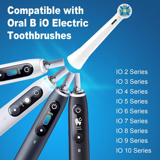 iO Replacement Heads Compatible with Oral B iO, for Oral B iO 2/3/4/5/6/7/8/9/10 Series Electric Toothbrushes, Medium Softness for Protect Teeth and Gums, 10 White