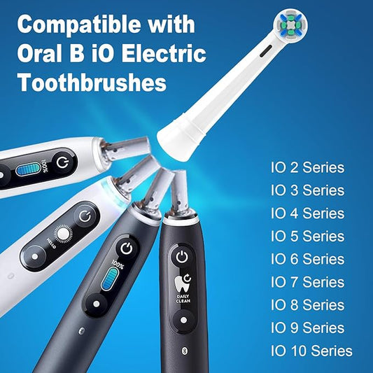 12 Pack iO Replacement Heads Compatible with Oral B iO, for Oral B iO 2/3/4/5/6/7/8/9/10 Series Toothbrushes, Medium Bristles, Soft Yet Effective, White
