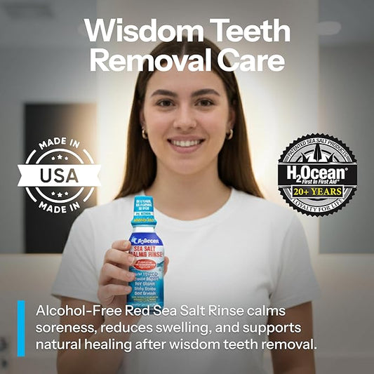 H2Ocean Healing Rinse Mouthwash - Great Tasting Sea Salt & Xylitol Mouth Wash for Fresh Breath & Dry Mouth - Alcohol & Fluoride Free - Arctic Ocean Mint 8oz (Pack of 2)