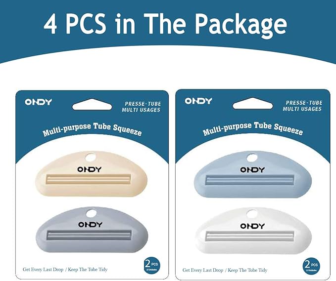 4 Pack Toothpaste Squeezers, Tube Squeezer for Toothpaste, Hand Cream, Polygel Tubes, Paint Tubes, Cosmetics